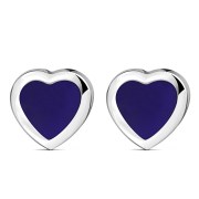 Lapiz Lazuli Heart Silver Stud Earrings, e344